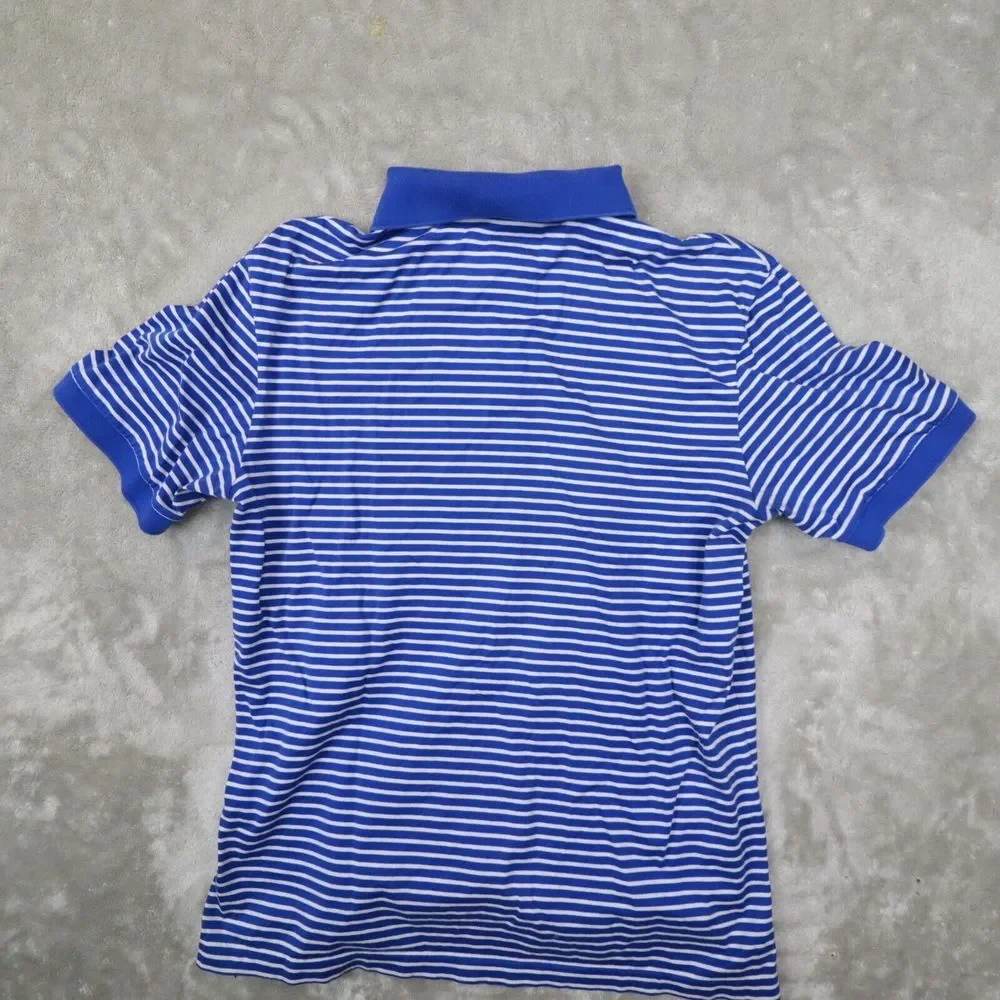 Polo Ralph Lauren Pro Fit Blue White Stripe Big Red‎ Pony Polo Shirt size Medium